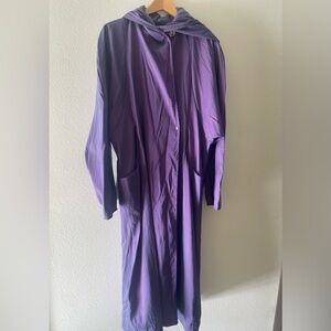VTG Maralyce Ferree Purple Iridescent Hooded Maxi Windbreaker Coat M/L (XL)